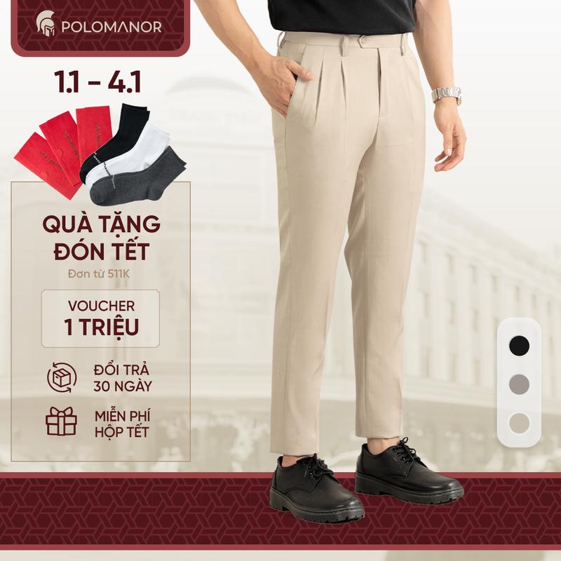  Quần dài tây nam CLASSIC PANTS BST Social Circle vải tây cao cấp kiểu dáng xếp li - POLOMANOR 
