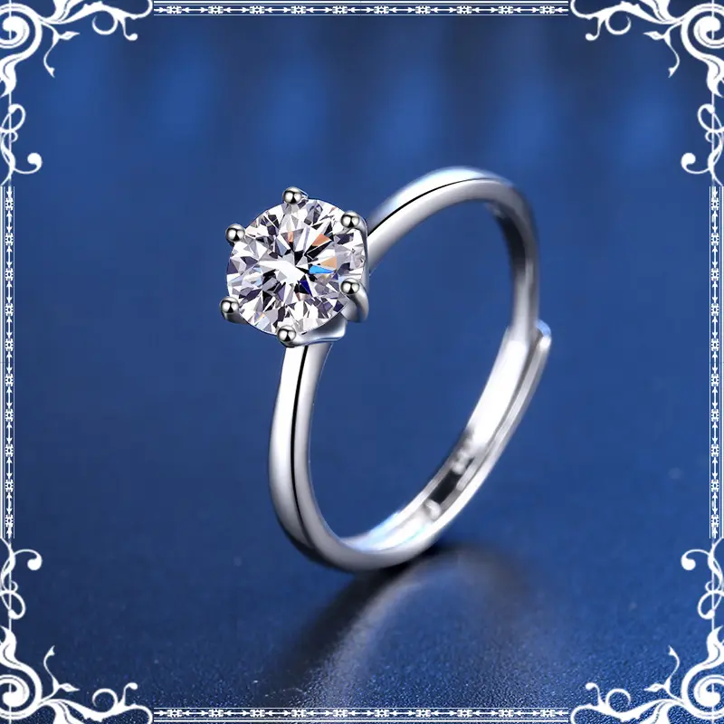 COD Cincin berlian bercabang enam aksesori aanita  cincin wanita titanium Y22  Adjustable hadiah nikahan 1 karat 2
