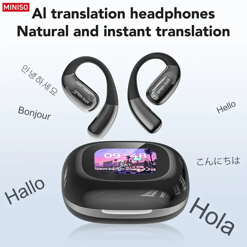 MINISO M96 134 Ngôn ngữ nhét tai nghe, Thích hợp cho du lịch kinh doanh và học tập, Tai nghe chống nước Bluetooth không dây, Thoải mái khi đeo, Tai nghe Bluetooth chất lượng âm thanh rõ ràng Thích hợp cho Android và IOS 0