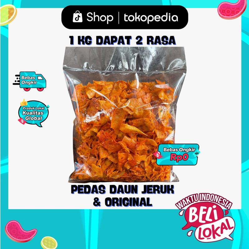 500Gram Keripik Kriwil Pedas Daun Jeruk & Keripik Kriwil Original 500 Gram Keripik Kriwil Sari Asih Cemilan Food Snacks Asin Kerupuk Kerupuk 3