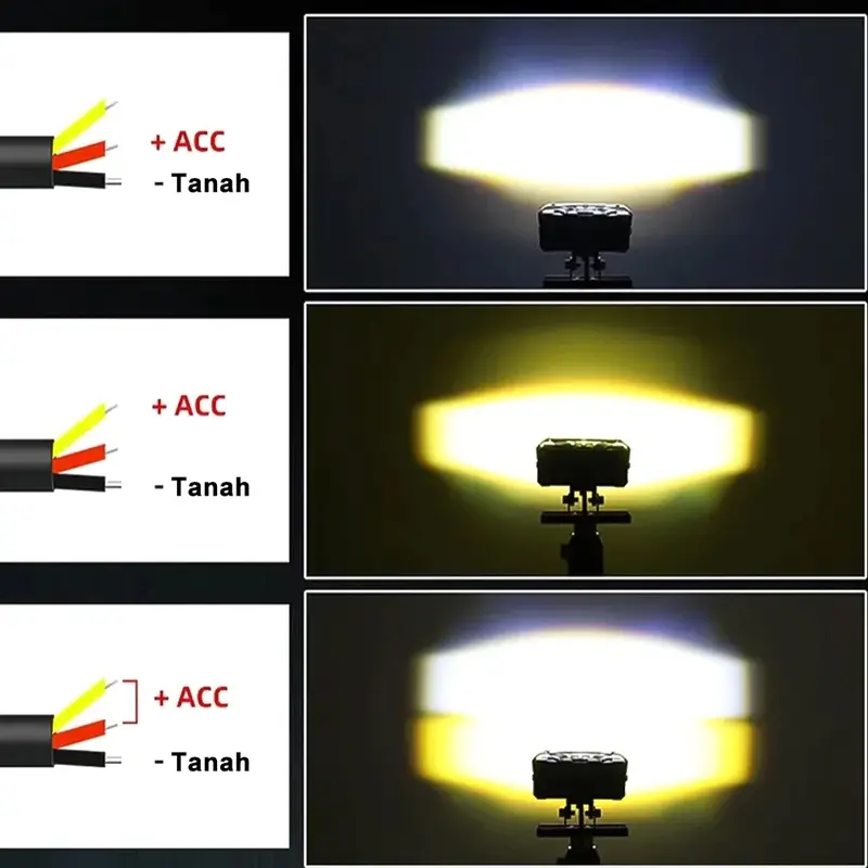 Lampu Tembak Laser SQL 3 Mata D2 D3 Full Alumunium Premium kuning-putih/putih-putih 150W 10000LM IP68 DC 9V-85V 3