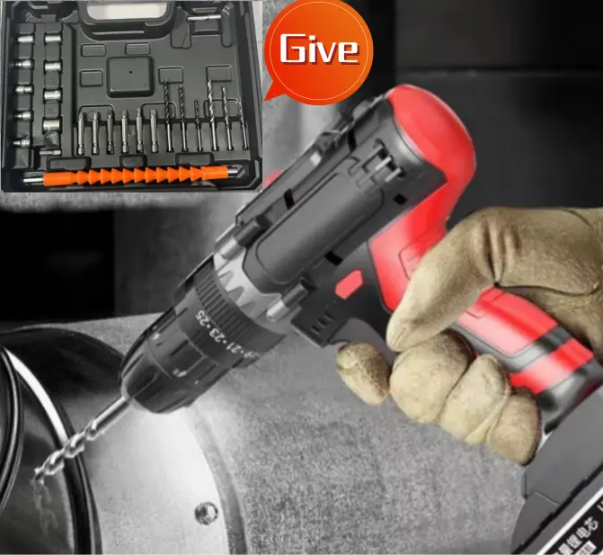 3in1 Mesin Bor tangan tanpa kabel Alat Bor Dampak Isi Ulang Rumah Tangga Lithium Bor Listrik Impact Drill Set  Isi Ulang Bor Listrik 6