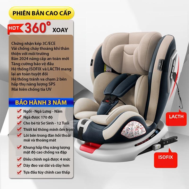 Ghế ngồi ô tô cho bé bản cao cấp xoay 360 độ,Trang bị kết nối ISOFIX và dây khóa an toàn tiện lợi ScarVN