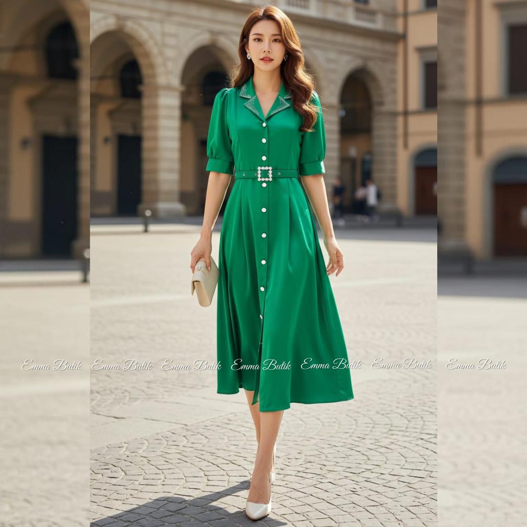 Emma.Butik E00731 Gaun Pesta Wanita Dress Midi Formal Kondangan Mewah Manik Busui Friendly A-line Pentas Emma.Butik E00731 Gaun Pesta Wanita Dress Midi Formal Kondangan Mewah Manik Busui Friendly A-line Pentas