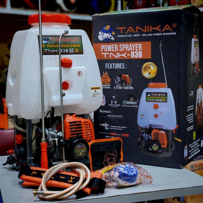 TANIKA TNK-838 KAPASITAS 20 LITER Knapsack Power Sprayer 2 Tak 26 cc 0.75 kW Tekanan 10-30 Bar Sistem EZstart Stainless Steel - Nozzle