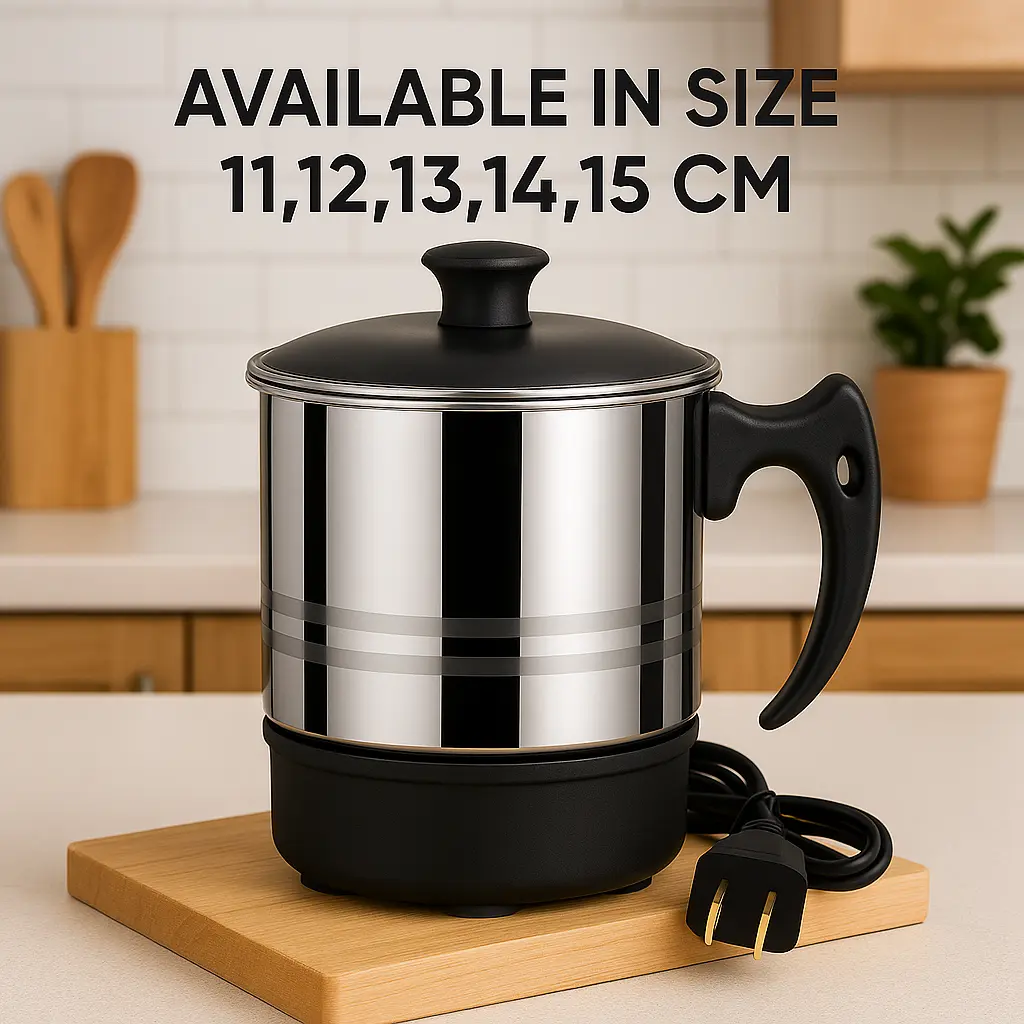 [BEST PRICE] Panci Listrik Mini Stainless Steel Electric Mug Cooker 11–15cm Masak Mie Instan Nasi Telur Pemanas Air Portable Travel Cooker - RD