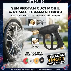 Alat Semprotan Jet Cleaner 4350 PSI Tekanan Super Kuat Steam Wash Panjang Stick Gun High Pressure Cuci Mobil Motor Mesin Cocok untuk semua mesin jet cleaner, semprotan stabil, hasil bersih maksimal
