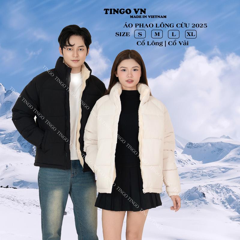 Áo Khoác Phao Lót Lông Cừu Cao Cấp TINGO VN 2025 dáng suông Chống Rét Giữ Ấm Nam Nữ Unisex Menswear Jacket Made In Vietnam APS11