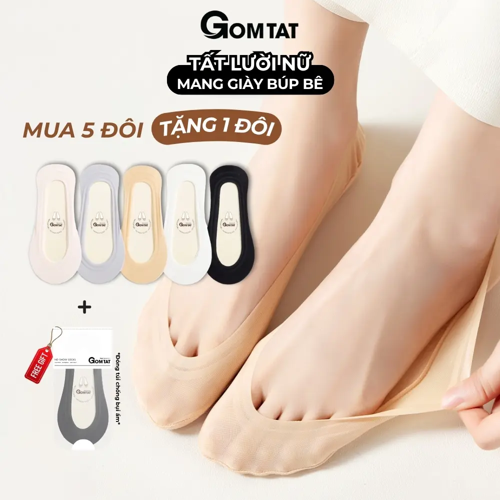 [BEST SELLER MUA 5 TẶNG 1] Tất nữ búp bê dành cho mùa hè GOMTAT, vớ nữ mang giày lười, tất lười nữ, vớ lười nữ mỏng nhẹ, đi giày cao gót, giày búp bê giấu vớ, có đệm cao su chống trượt - TNBB