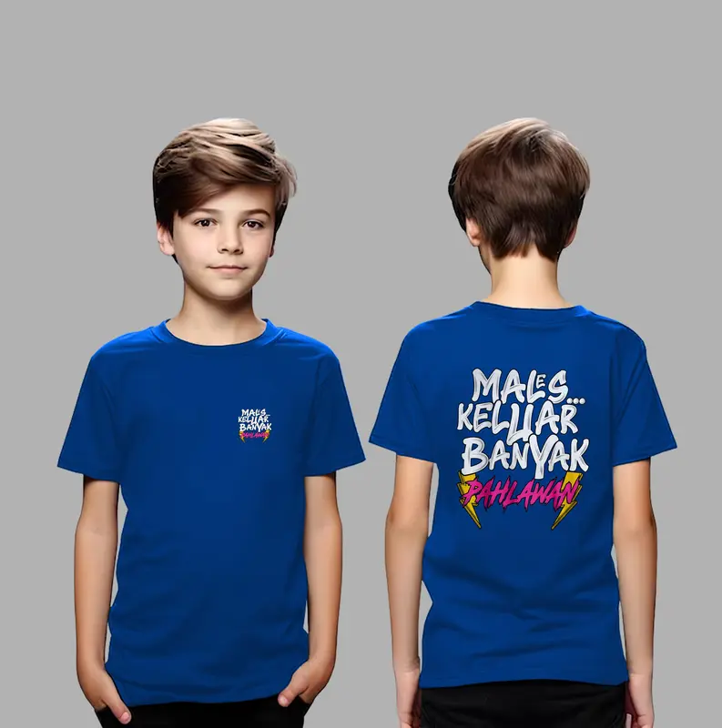 Kaos Anak Kata Kata MALES KELUAR Sablon Depan Belakang 2