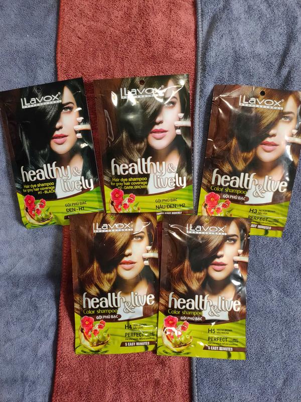 Gội phủ bạc Lavox dạng gói có 5 màu - Nhuộm tóc