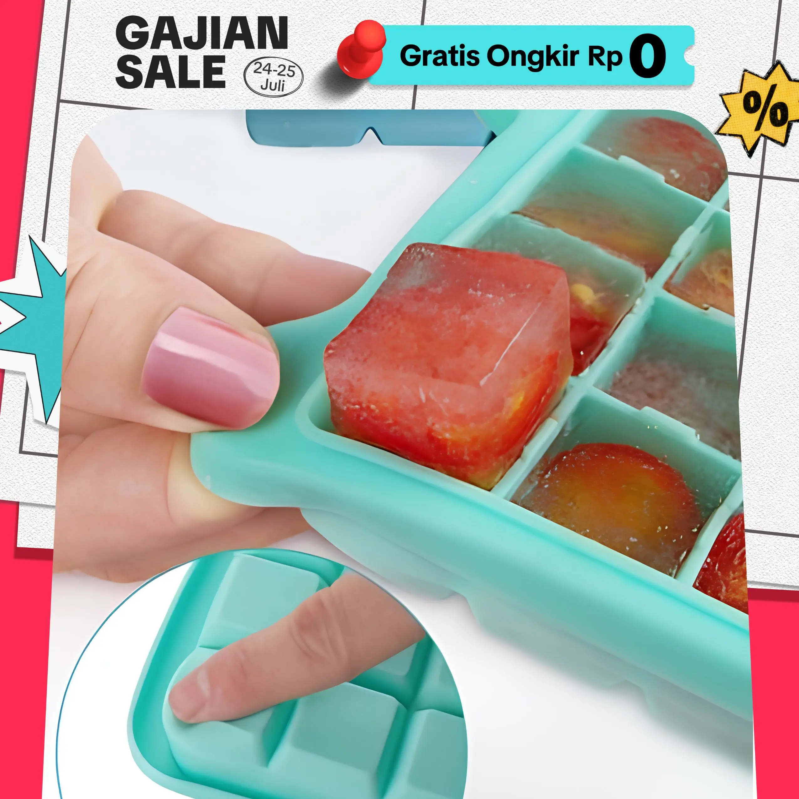 AVVET-(COD) 24 36 160 SEKAT KOTAK Cetakan Es Batu Cokelat Jelly Silicone Ice Cube Tray Mold Dengan Penutup Food Grade Anti Pecah Alat Cetak Coklat (BELI LOKAL) Silikon Cream Kitchenware