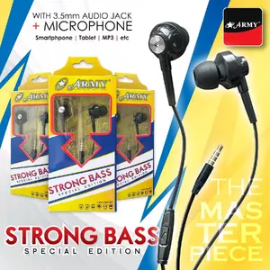 Headset / Handsfree Army Strong Bass Universal Original Earphone Stereo Extra Bass