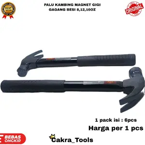 PALU KAMBING MAGNET GIGI HEAVY DUTY GAGANG BESI + KARET HITAM 8OZ, 12OZ, 16OZ