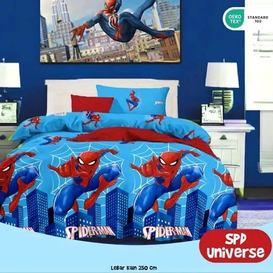 Sprei Set Anak Katun Lokal STAR Adem Motif Spiderman Uk.90|100|120|140|160|180|200