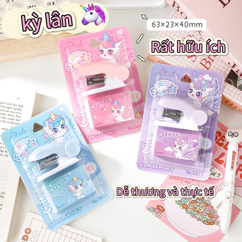 Cái Dập Ghim Mini Dễ Thương - Máy Bấm Ghim Học Sinh Nhỏ Gọn & Đáng Yêu Cho Mọi Cần Thiết Kế Với Một Cái Định Cái Dập Ghim Dễ Thương