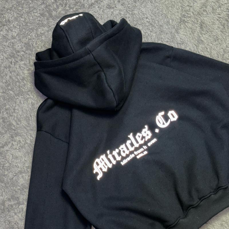 AETN - Balaclava Hoodie Zipper Boxy Miracles Black 375gsm Reflektif 5