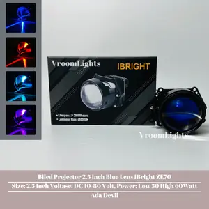 Biled IBRIGHT ZE70 Biled Projector 2.5 Inch Blue Lens Plus Devil Dan Kipas Pendingin Cahaya Putih
