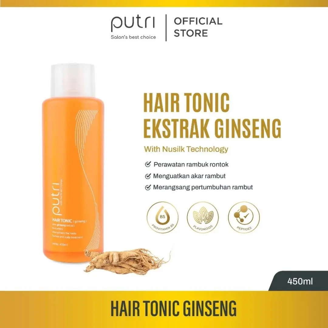 Perawatan Rambut Rontok dengan Putri Hair Tonic Ginseng Nusilk Technology 450ml/200ml - Haircare, Treatment