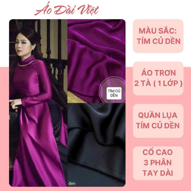  Áo Dài truyền thống màu tím dền lụa Tô Châu Cao Cấp cổ 3p phù hợp dịp lễ Tết,đám cưới,hội họp _Áo Dài Việt Nữ Women Dress 