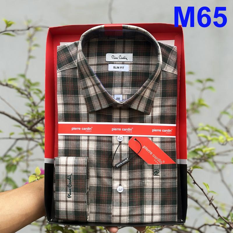 Áo Sơ Mi Nam Pierre Cardin Áo Sơ Mi Công Sở Dài Tay Sang Trọng Lịch Sự Vải Cotton Cao Cấp Kẻ Caro Xanh Lam Mẫu Mới 2025