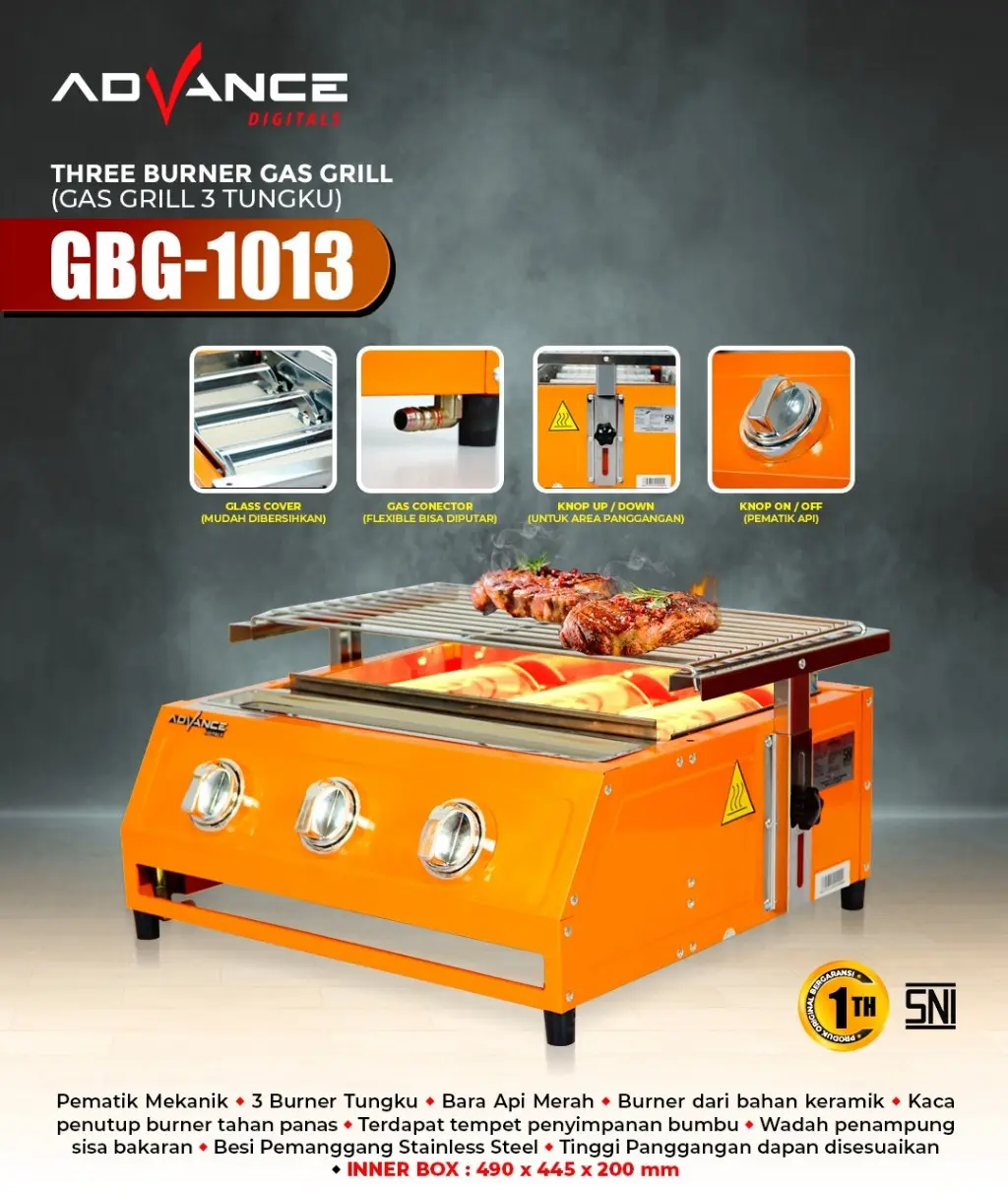 Advance Kompor Panggangan GBG-1013 Multifungsi berbahan stainless steel cocok untuk Bakaran sosis bakso dan ayam Bergaransi