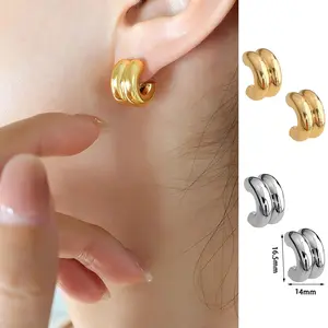 Anting-anting hot-selling baru/anting-anting turban Teng/anting-anting berbentuk C geometris wanita/925 perak Korea