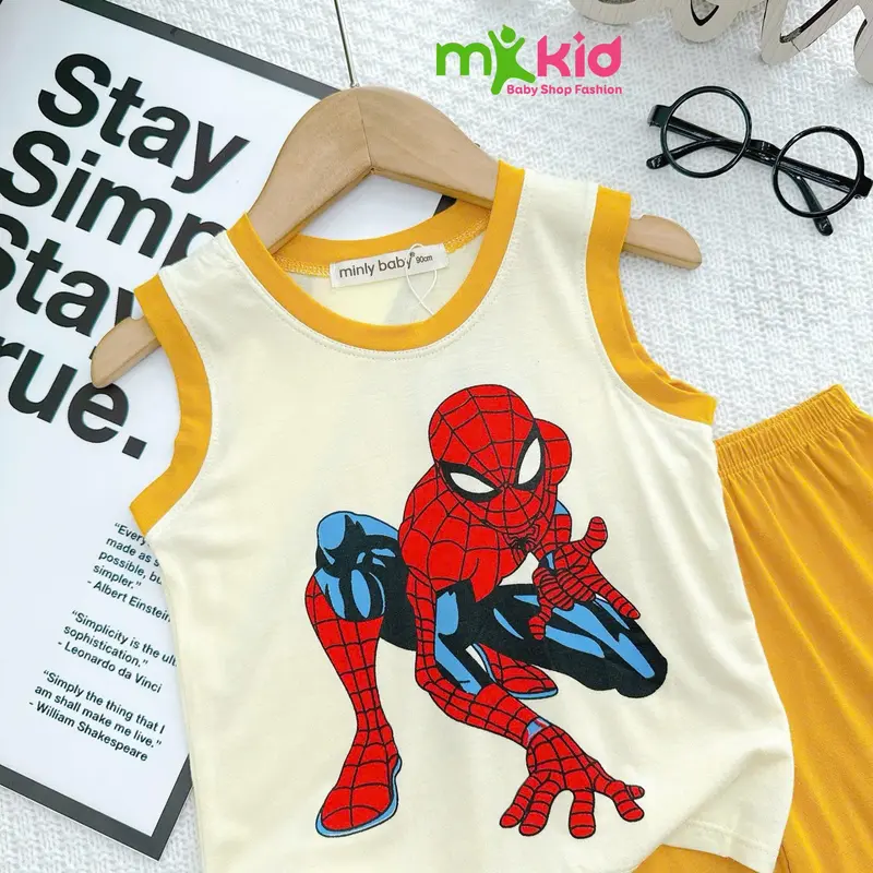 [MKKIDSHOP] Bộ Ba lỗ Cho Bé Trai 9-30KG Vải Thun Lạnh Mềm Mát Cho Bé Mặc Ngủ Mặc Nhà Đi Học 6