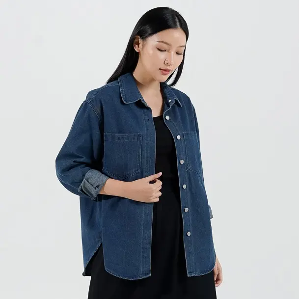 This Is April Atasan Kemeja Wanita Lengan Panjang Casual Zia Top Light Denim dan Dark Denim