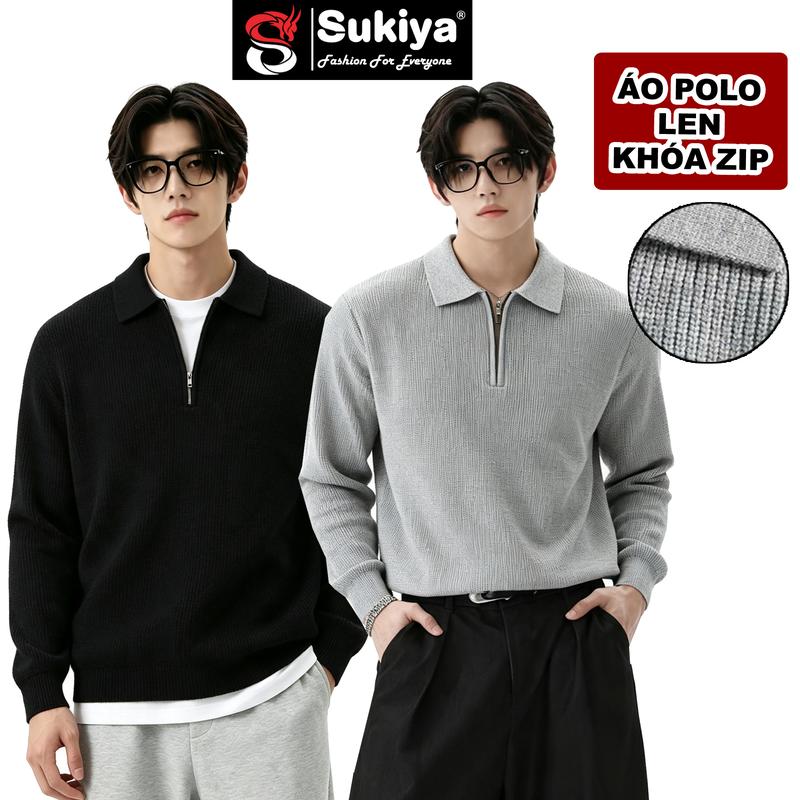 Áo Len Nam Kéo Khóa Cổ Bẻ SUKIYA Chất Len Lông Thỏ Đẹp Mềm Mại AL90 Menswear