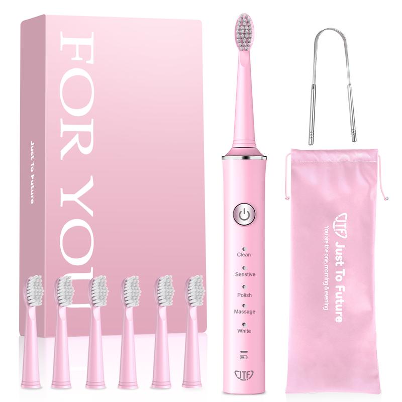 JTF Sonic Electric Toothbrush for Adults - Rechargeable Electric Toothbrushes with 6 Brush Heads, 3 Hours Charge for 120 Days braces  electric 1