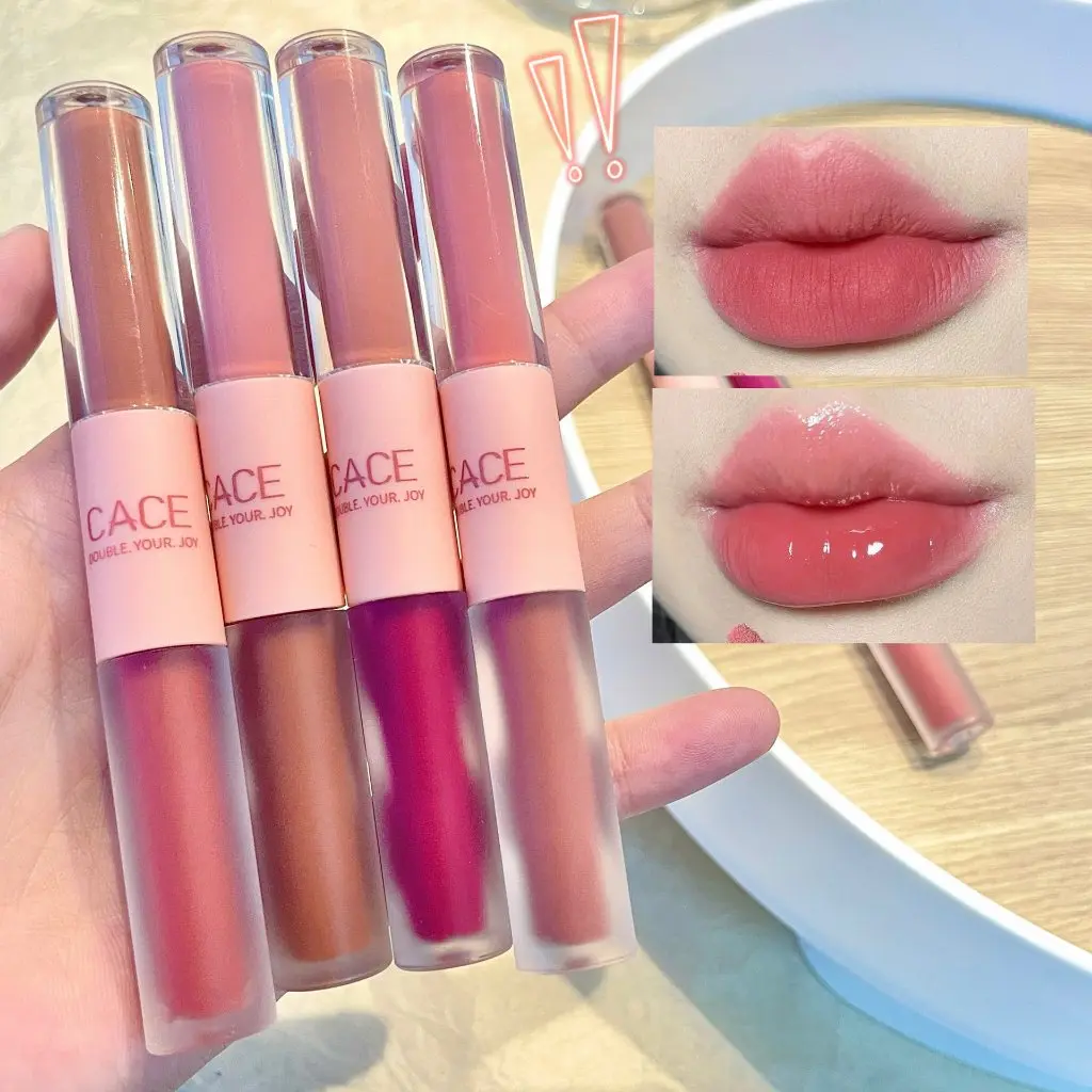 Ladamai CACE x DIRC 2in1 Matte + Glossy Lipstik Lip Mud Lip Cream Lip Gloss Lip Tint Dua Sisi Lipstick Matte Glossy Tahan Lama