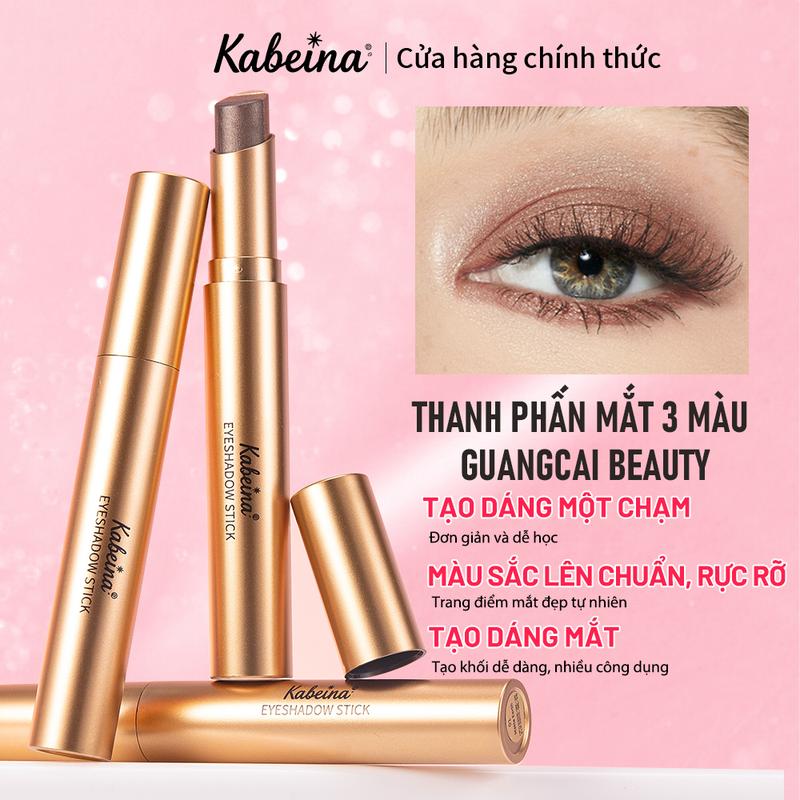 Kabeina Phấn mắt dạng thỏi Ba Màu Hoàn Thiện Lì Không Thấm Nước Bút Bắt Sáng Trang Điểm Nhanh Thích Hợp Cho Người Lười Biếng Trang điểm mắt Bút chì kẻ mắt