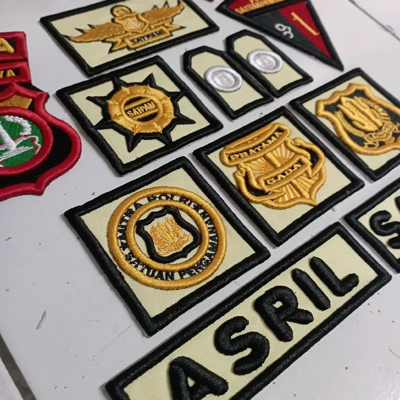 Fullset Bordir timbul logo atribut satpam dasar cream bisa pesan nama 5