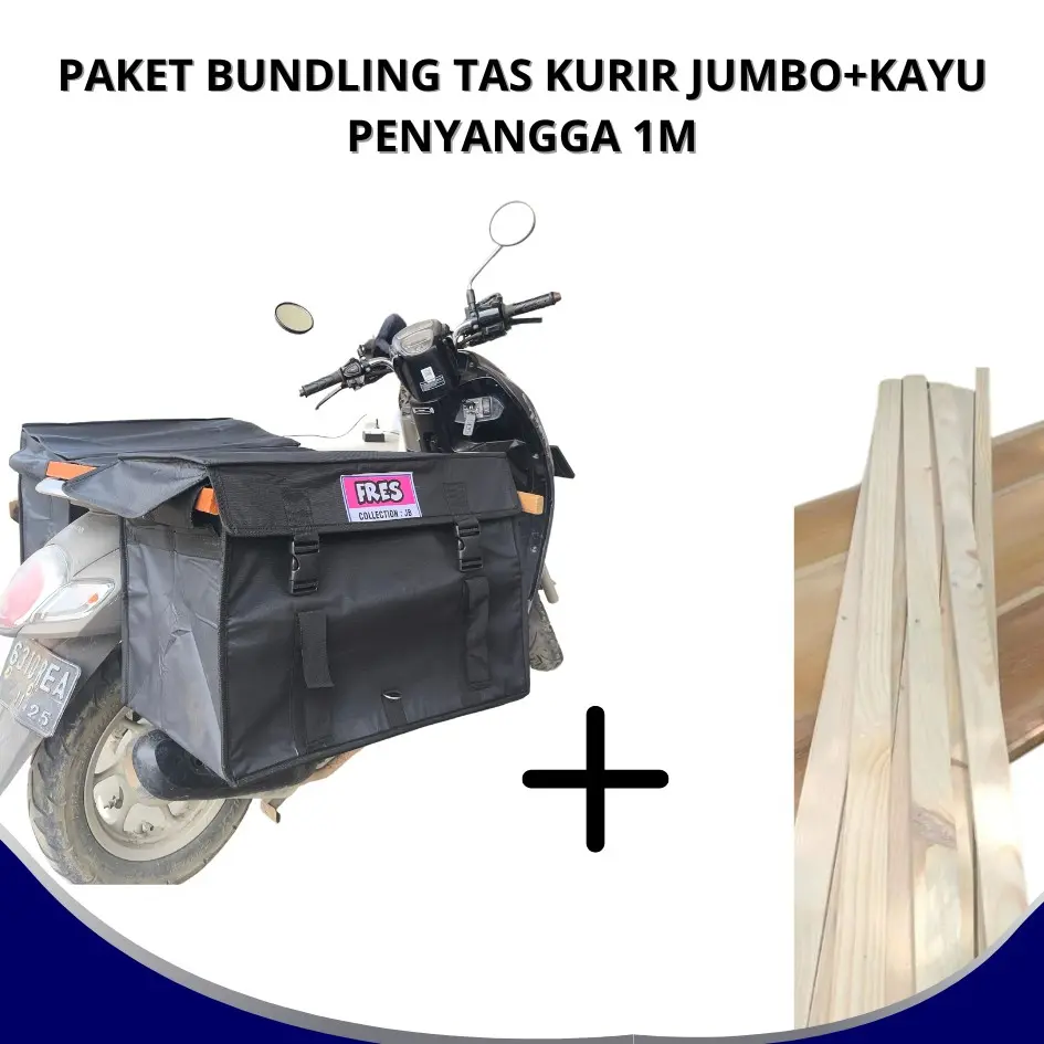 Tas Obrok Motor  Jumbo Paket Bundling+Kayu Balau Penyangga Tas Kurir Kuat Kokoh