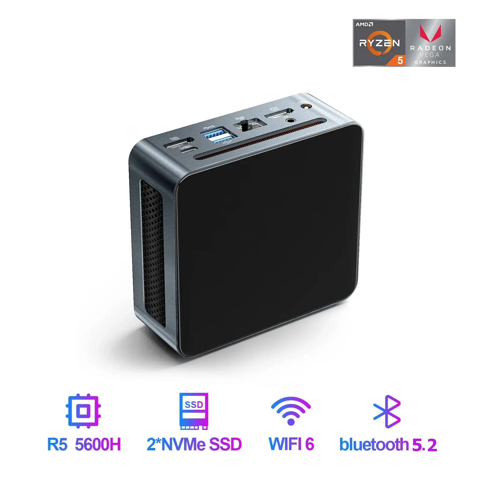 Glorimemo MN56 Mini PC Gamer AMD Ryzen 5 5600H DDR4 Nvme SSD Windows 11 MiniPC WIFI6 BT5.2 For Gaming Desktop Computer