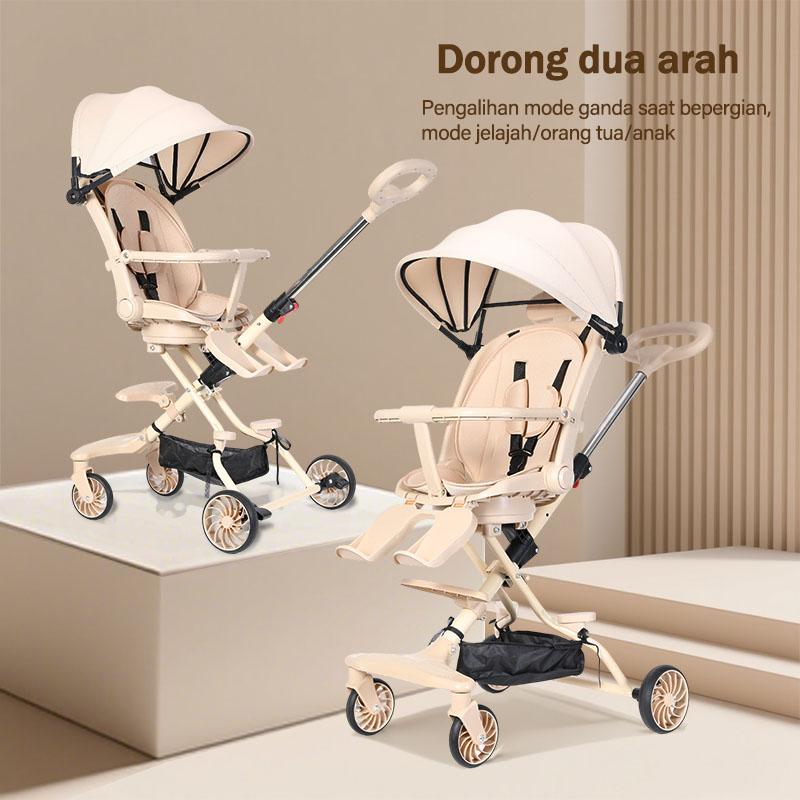 Kereta dorong anak ringan dan bisa dilipat bisa menghadap dua arah nyaman untuk duduk dan tiduran model ekonomis rakit sendiri