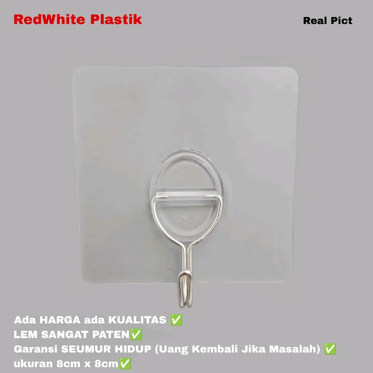 Gantungan Hook Serbaguna Transparan Kuat dengan Perekat - RedWhite Plastik