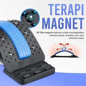 Papan Lumbar Magnetik Terapi Biru - Alat Olahraga untuk Peregangan Punggung & Dukungan Tulang Belakang dengan Penyesuaian 3 Gigi dan Desain Magnetik