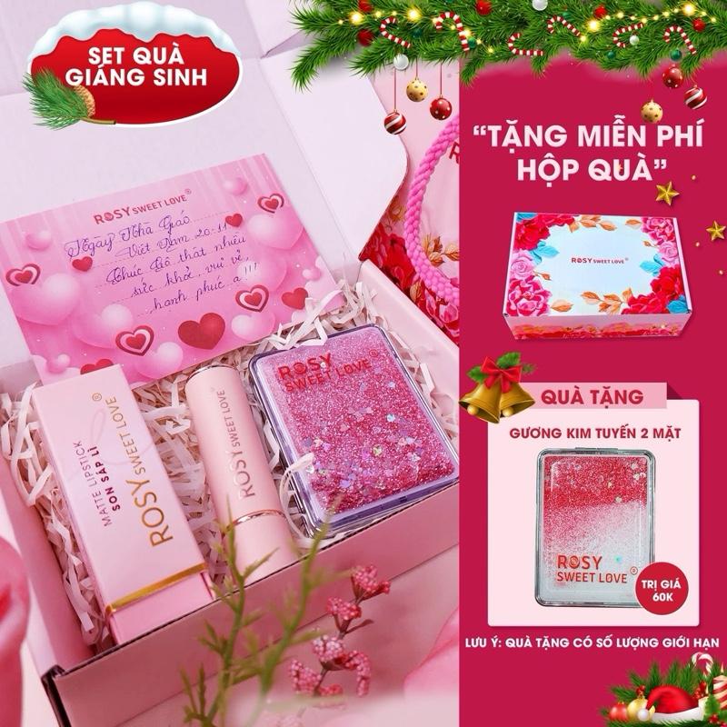 COMBO 1 SON 1 GƯƠNG HỘP QUÀ 1 Son sáp lì ROSY SWEET LOVE Không Chì Lên Màu Chuẩn Lâu Trôi Dưỡng môi son mềm môi son sáp lì Trang Điểm Son Môi Cosmetic Nữ Women Mỹ Phẩm