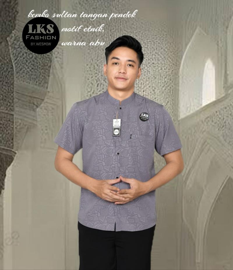 Product Introduction of Kemko sultan atau  Koko tangan pendek  Atasan Pria Dewasa motif etnik depan kancing vareasi bahan  Katun embos berkualitas terbaik Nyaman di pakai Baju Hitam 29