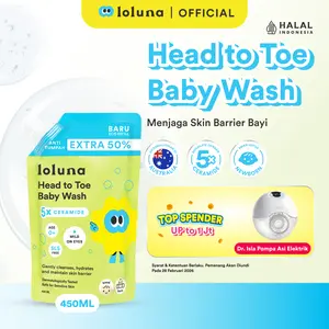 LOLUNA Head to Toe Wash 450ml Refill - Sabun Sampo Mandi Perawatan Kulit Bayi dan Anak / Sabun untuk Newborn/ 5x Ceramide