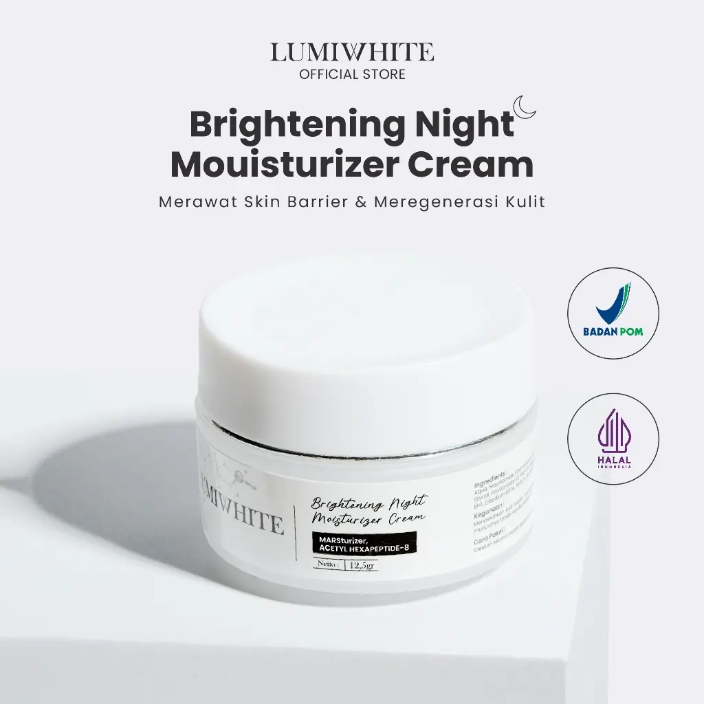 Lumiwhite Brightening Night Moisturizer Cream / Night Cream Pemutih Wajah / Skincare Wajah 12 gr