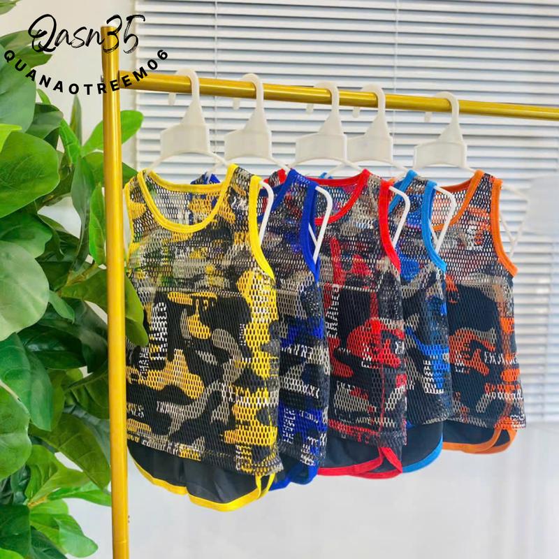 (BL01)combo 3 bộ quần áo ba lỗ lưới cho bé mặc hè siêu mát size 9kg đến 27kg đồ  lính