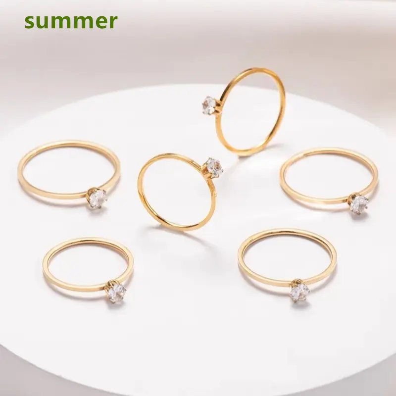Cincin titanium solitaire wanita yang tidak pudar cocok untuk pakaian sehari-hari 6