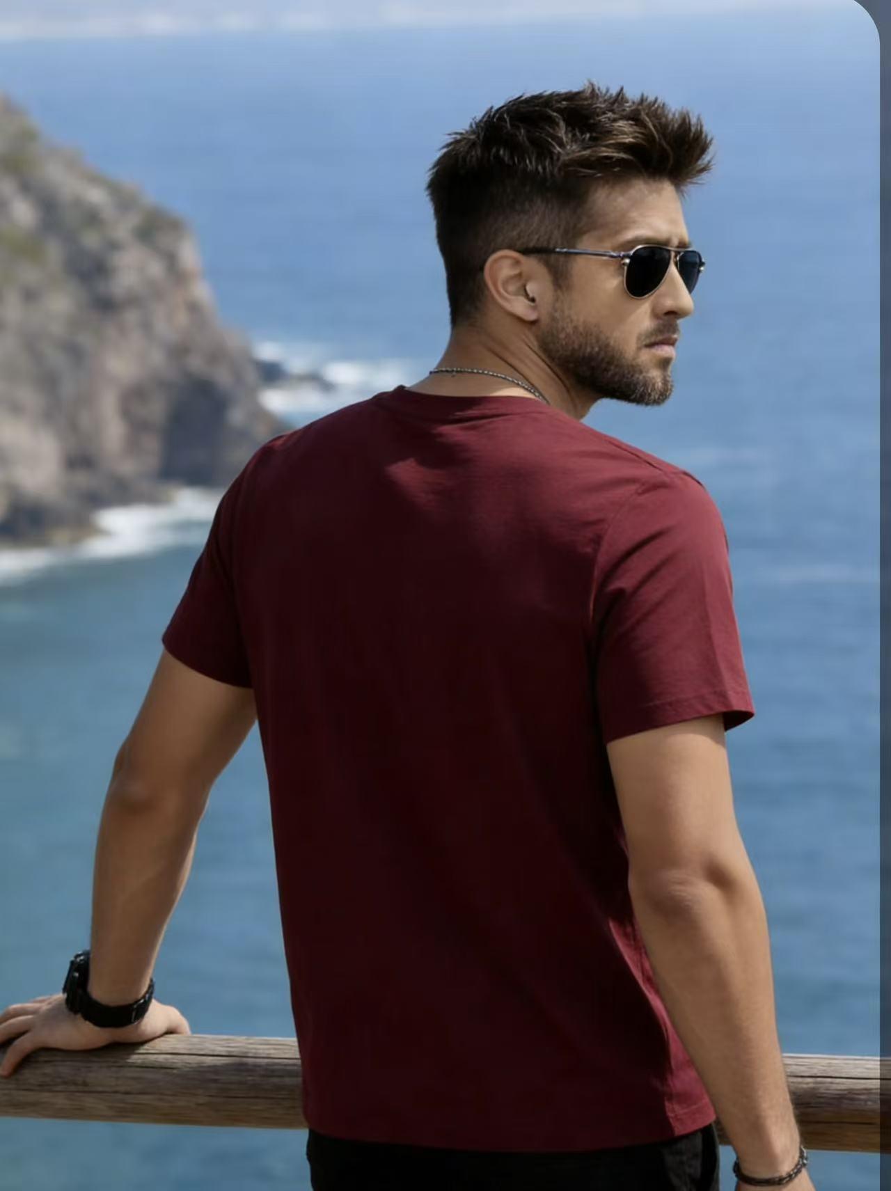 Baju Kaos Pria Polos Polos Murni Basic Outfit Sehari-Hari Lembut Adem Tebal 260g