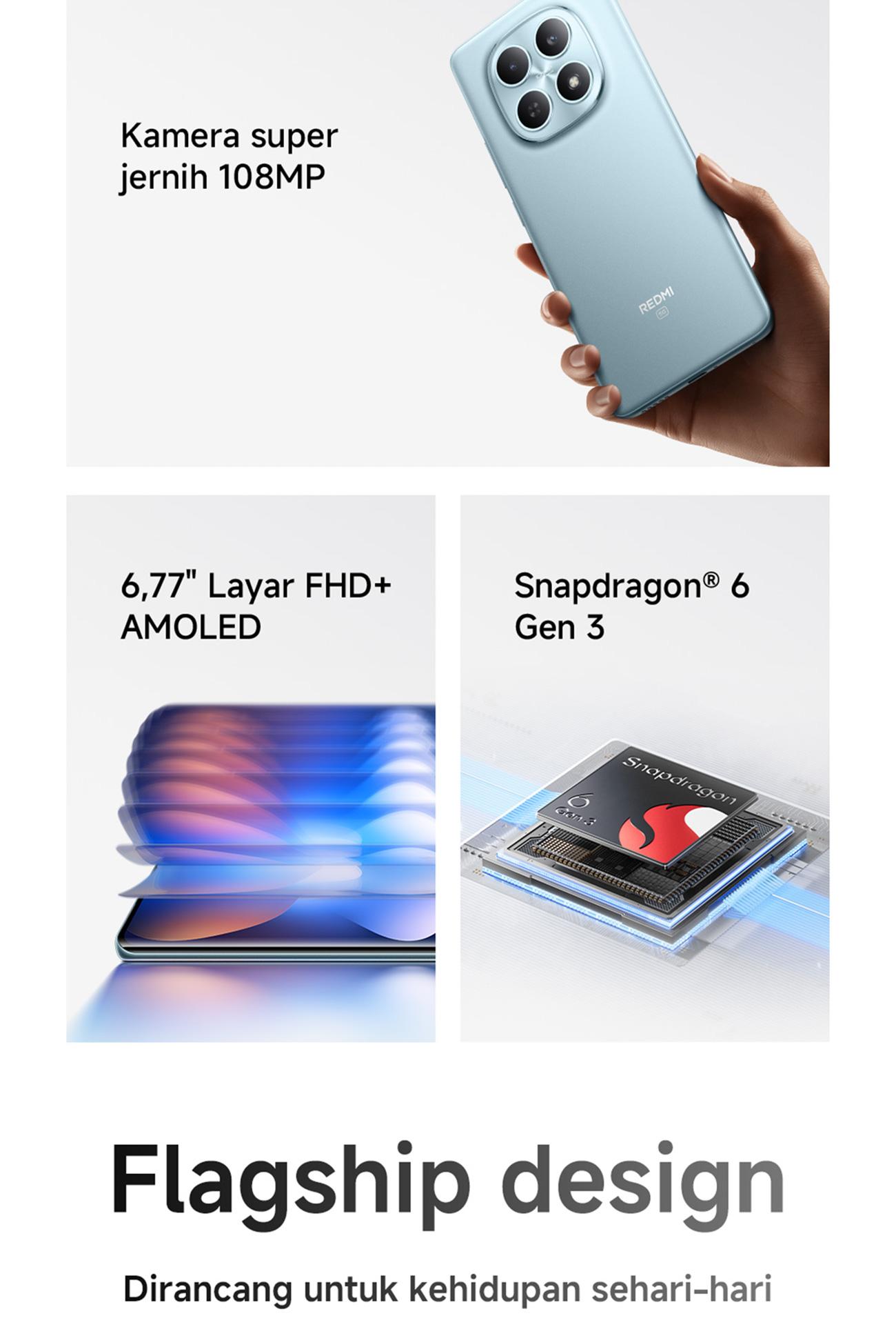 Xiaomi Redmi Note 15 5G (8/256 GB) (12/512 GB) | Baterai 5520mAh dengan desain ramping | Kaca layar dengan daya tahan tinggi | IP66 Ketahanan debu dan air | Kamera super jernih 108MP | Layar AMOLED FHD+ 6,77" | NFC [Xiaomi Official Store]