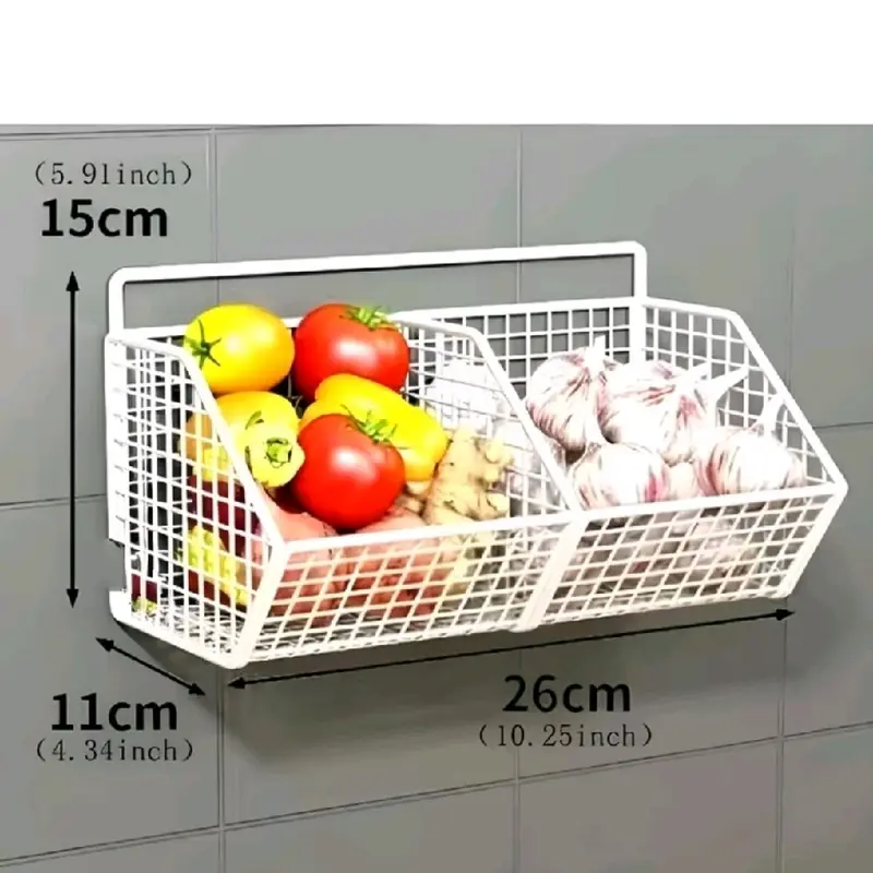 Rak Penyimpan Bawang Putih Jahe Gantung Dapur Besi 3 Sekat Anti Karat - Dinding, Buah, Penyimpanan, Paku 6