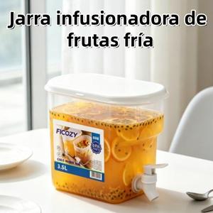 N+ Jarra de té de frutas de 3.5 L con grifo, garrafa grande resistente a altas temperaturas para uso doméstico, apta para refrigerador, jarra para jugos y jarrón para agua fría 24.5*17*11cm