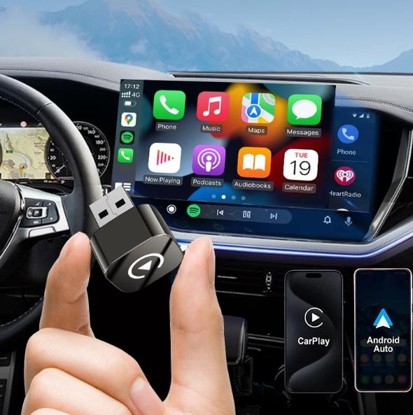 Bộ chuyển đổi Carplay & Android Auto không dây mới nhất Thiết kế siêu nhỏ gọn kết nối ổn định không văng không giật lag không có độ trễ